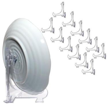 Imagem de Kit 12 Peças Suporte P/ Pratos Acrílico Transparente 17,5cm