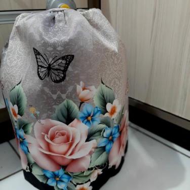 Imagem de Capa para Botijão Bujão de Gás 13kg em Tecido Flores Salmão - Colorful