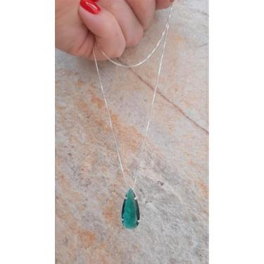 Imagem de Colar e Pingente Gota Média de Zircônia e Prata 925 Ref. 1074 - Maisbe