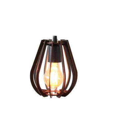 Imagem de Kit 2 Luminárias Lustre Pendente Madeira Vazado Aletado Soq E27 15x17c