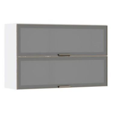 Imagem de Armário Aéreo Basculante Duplo 120cm Branco 2 Portas Branco - LUCIANE 