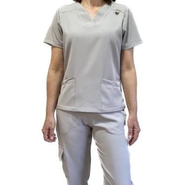 Imagem de Conjunto Pijama Cirúrgico Scrub Feminino Confort - Jaleco Art, Cinza, 
