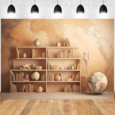 Imagem de Estante vintage de madeira de 1,8 x 1,2 m, estilo antigo, decoração de parede de quarto, estudantes, crianças, adultos, arte, sessão de fotos, retrato, ensino online, TV, vídeo, adereços
