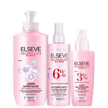 Imagem de Kit Elseve L’Oréal Paris Glycolic Gloss Care Trio (3 Produtos)