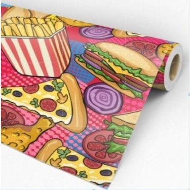 Imagem de Papel de Parede Temático Lanchonete Fast Food Colorido 2,0m - DEKAL DE