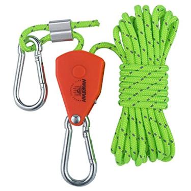 Imagem de predolo Polia Catraca Cabide de Engrenagem Refletiva Reforçada E Mosquetão para de Toldos, 4mm 4m Verde Claro