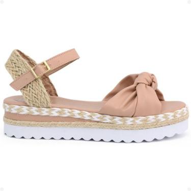 Imagem de Sandalia Anabela Nó Traseira Juta Feminina Original - SAMDAR, Nude, 35