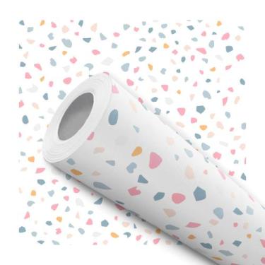 Imagem de Papel de Parede Adesivo Granilite Colorido Fundo Branco Banheiro Lavab