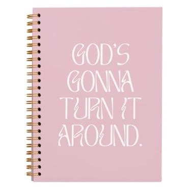 Imagem de Bnwepo Caderno espiral rosa preppy, diário da bíblia, diário pautado na faculdade, caderno de presentes de capa dura azul moderno para adolescentes meninas estudantes professoras 14 x 21 cm