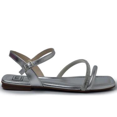 Imagem de Sandália Rasteira Moleca Feminina 5462.138, 37, Prata
