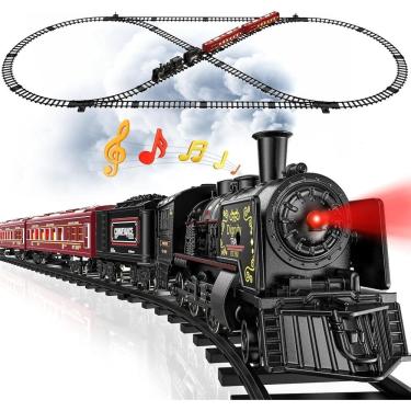 Imagem de Conjunto de trem Hot Bee com trilhos de luxo, elétrico com fumaça e luz