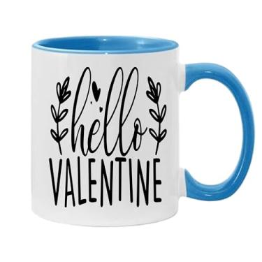 Imagem de SpreadPassion Caneca de café Hello Valentine, presente para namorado e namorada, ideia de presente de dia dos namorados, presente para marido e esposa, ideia de presente de aniversário do dia dos
