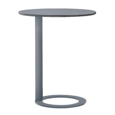 Imagem de Mesa de balcão, mesa lateral em forma de C para sofá, mesa de bar redonda moderna, mesa de canto de sofá para sala de estar e quarto, fácil montagem