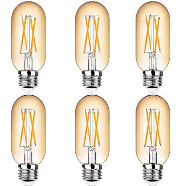 Imagem de NOTOC Lâmpada Led E26 Regulável 6W, Equivalente A 60W, Lâmpada Tubular E26, Lâmpada de Filamento Edison Transparente Antiga 600 Lúmens Âmbar Quente 2300K, Pacote com 6