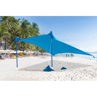 Imagem de ABCCANOPY Barraca de praia com proteção UV UPF50+ proteção UV Portátil, abrigo para uso ao ar livre para praia, viagens de acampamento, âncoras bônus, sacos de areia (1,8 x 1,8 m, azul celeste)