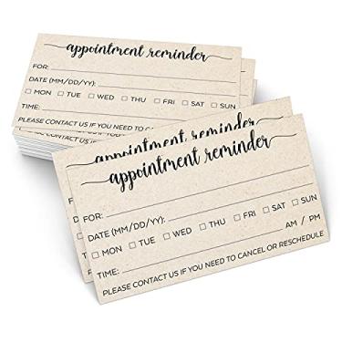 Imagem de 321Done Cartão de lembrete de compromisso (50) Kraft Tan 5 cm x 8,89 cm – Tamanho do cartão de visita, sua próxima consulta para salão de unhas, spa, massagem, cabeleireiro, cuidados, médicos, consultório de dentista – Simples, bonito