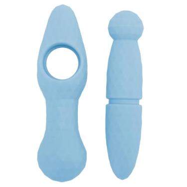 Imagem de Ferramenta de Massagem de Tecido Profundo, Massageador de Cabeça Dupla Portátil, Ferramenta de Massagem de Acupressão de Cabeça de Silicone (Azul)