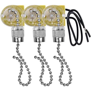 Imagem de Akahttbn Ceiling Fan Light Switch Zing Ear ZE-109, Two-wire On-Off Control Replacement, Compatible with Hunter Ceiling Light Fans Lamps and Wall Lights (Nickel Pull Chain)3 Pcs