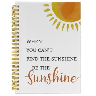 Imagem de BESERH Caderno inspirador Be the Sunshine, diários motivacionais para mulheres, presentes inspiradores para amigas, cadernos para anotações de trabalho, caderno espiral 14 x 20 cm com 164 páginas