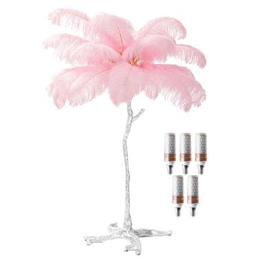 Imagem de Luminária de piso de penas de LED, luminária de pé de resina, 3 cores, regulável, prata, iluminação de chão, quarto, mesa de cabeceira, decoração de sala de estar, luz noturna