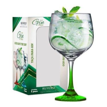 Imagem de Taça De Bebidas Drinks Tipo Gin Tonica Vidro Verde Gambo 705ml Ruvolo