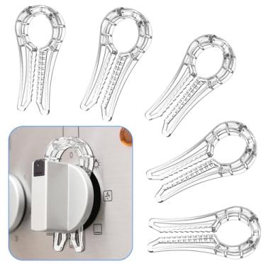 Imagem de Fechaduras de botão de fogão a gás, capas de segurança para maçanetas de fogão à prova de bebês, capas de botão de forno para segurança infantil, protetor de fogão transparente, pacote com 5, com 1