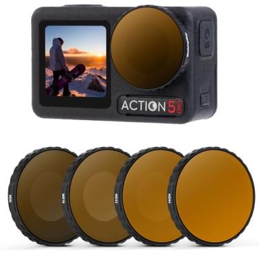 Imagem de Walking Way Conjunto de filtros ND compatível com DJI Osmo Action 5 Pro/Action 4-4 Pack (ND8, ND16, ND32, ND64), filtros de densidade neutra HD vidro óptico/multi-revestido/moldura de alumínio