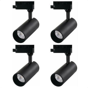 Imagem de Kit 4 Spot Led Mr16 Para Trilho Eletrificado Preto 110/220v 6500k Frio