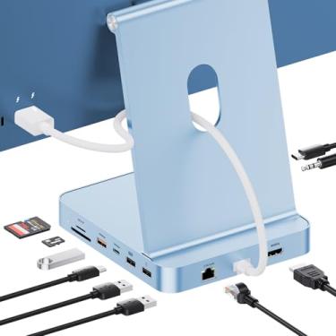 Imagem de PULWTOP Hub USB C 11 em 1 para iMac 24 polegadas 2021 2023 2024 USB Hub Docking Station suporta M.2 SSD (não incluído), acessórios iMac M1 M3 M4, 4K HDMI, 2,5 G Ethernet, 5 USB A/C 3.2 10Gbps, SD/TF -