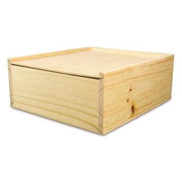 Imagem de Caixote Com Tampa de Correr de Madeira Pinus Tamanho G: 30,5 x 27,5 x 