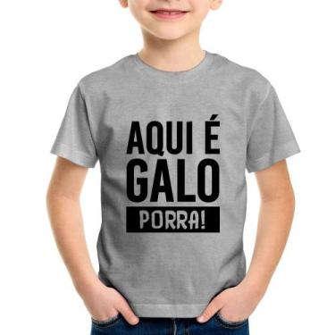 Imagem de Camiseta Infantil Aqui é galo  - Foca na Moda, Cinza, 12