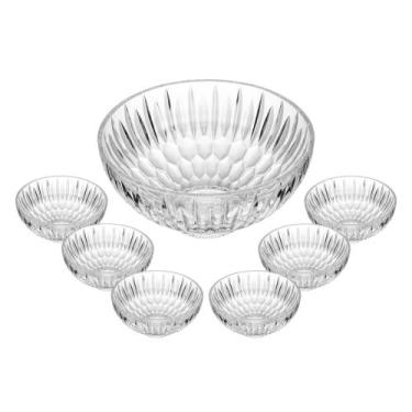 Imagem de Conjunto de 6 Taças para Sobremesa 250ml e Bowl de Vidro Raios 1,8L - 