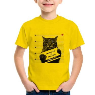 Imagem de Camiseta Infantil Atirei o pau na Dona Chica - Foca na Moda, Amarelo, 
