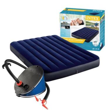 Imagem de Colchão Casal Inflavel Intex Dura Beam Resistente Com Inflador Fole de