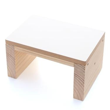 Imagem de Escada Escadinha 1 Degrau Maca Estética Hospitalar 90kg Infantil Madeira Quarto E Banheiro Banquinho Premium (Branco)