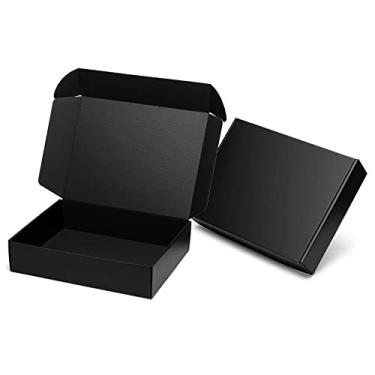 Imagem de Mcfleet Caixas De Remessa Pretas De 13X10X3" - Caixas De Papelão Ondulado Para Correspondência Para Pequenas Empresas - Caixas De Correspondência Com Trava De Aba Caixas De Remessa Planas Caixas De