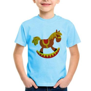 Imagem de Camiseta Infantil Cavalo Balanço - Foca na Moda, Azul bebê, 10
