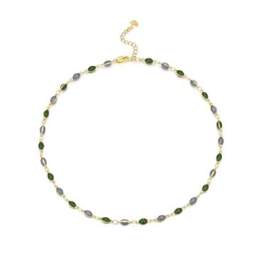 Imagem de SNGIA Colar esmaltado verde azul nº 211, Small, Banhado a ouro, conta, Sem Pedra Preciosa