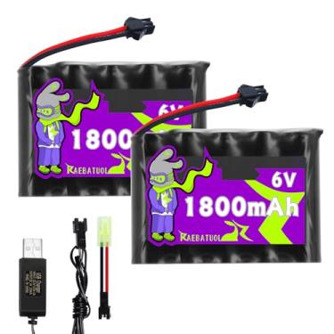 Imagem de Raebatuol Bateria recarregável de Ni-Cd de 6V 1800mAh com plugue SM-2P (preto), apto para Energizer N20AE015A CUSTOM-222 NIC0905 OSA146 Prescolite EDCNRB Luz de emergência com carregador (5 * AA)