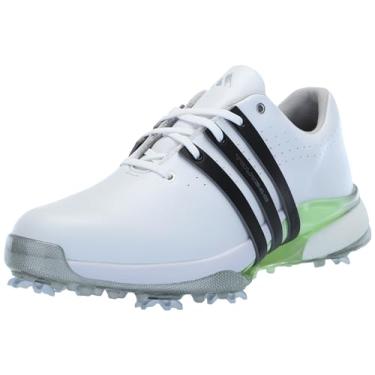 Imagem de adidas Tênis de golfe feminino Tour360 24, Calçado branco/preto/verde Spark, 39