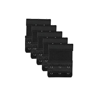 Imagem de Allegra K Extensores femininos de sutiã elástico, 5 peças, 2 x 2/5 x 3/2 x 4 ganchos elásticos nas costas, faixa de extensão para sutiã 2 fileiras e 3 ganchos pretos