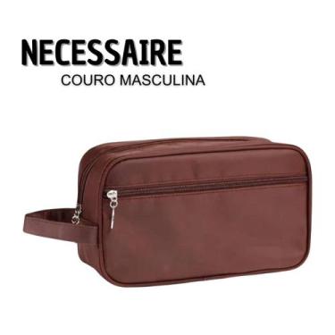Imagem de Necessaire Unissex Com Alça Lateral Para Mala de Viagem em Couro - New