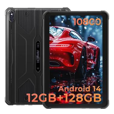 Imagem de HOTWAV R8 Tablet robusto Android 14, tela HD + 10,1 polegadas, bateria de 10800 mAh, Octa-Core 12 GB de RAM + 128 GB de ROM + tablet externo de 1 TB, câmera de 13 MP + 5 MP IP68/IP69K à prova d'água,