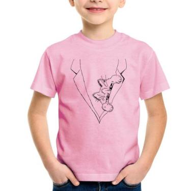 Imagem de Camiseta Infantil Gato no terno - Foca na Moda, Rosa bebê, 8