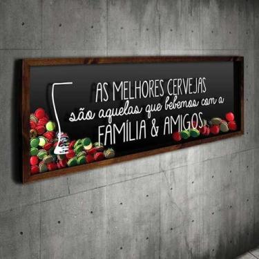 Imagem de Quadro Porta Tampinhas Melhores Cervejas - Quadro Novo, 64 x 26 cm, Ma