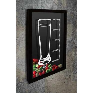 Imagem de Quadro Porta Tampinhas Apreciador de Cerveja- Quadro Novo, 26x36, Pret