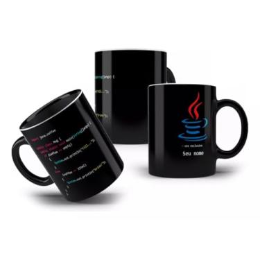 Imagem de Caneca Java 100% Preta Code Js Class Dev Programador Ti