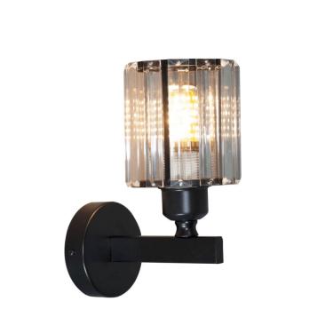 Imagem de Arandela Metal e Cristal Redondo Preto 1E27 20cm