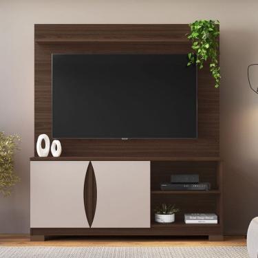 Imagem de Estante para TV Até 56 Polegadas União Candian 2 Portas Café/Off White - Jcm Móveis