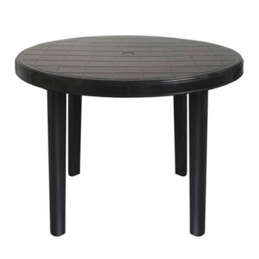 Imagem de Mesa de Plástico Redonda 94cm Preta Desmontável - Plastics